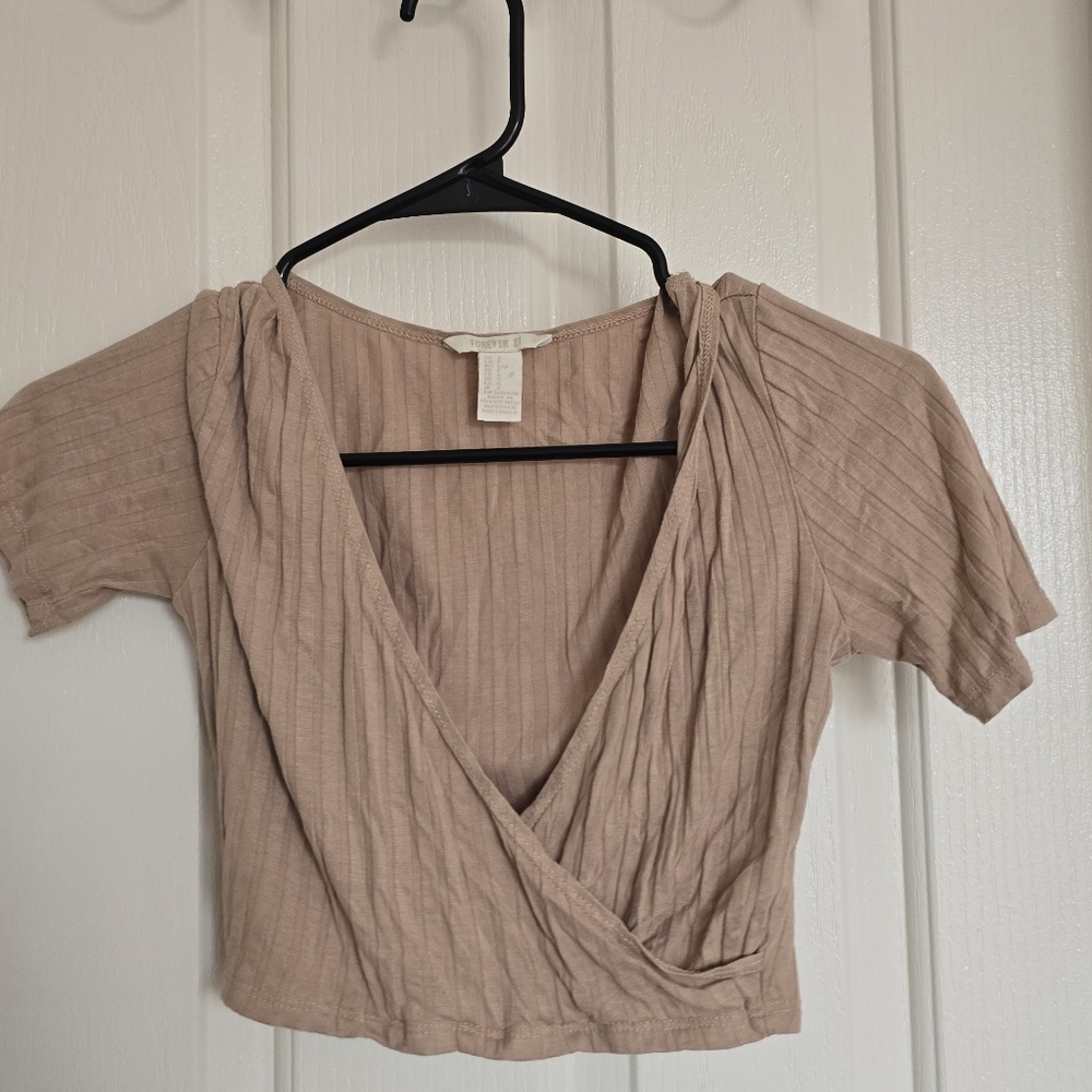 Forever 21 Taupe Ribbed Crop Top